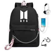 BTS Shool Bag Backpack USB Charging Students Notebook Bag for Kids Gifts